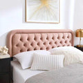 Tufted Upholstered Headboard,Button Solid Wood HeadBoards with Adjustable Height,Modern Performance Velvet Bed Head Boards,Easy Install&Nailhead (Pink, Queen)