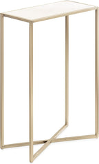 Kate and Laurel Jaspur Modern Slim Side Table, 16 x 8 x 24, White Marble and Gold, Decorative Glam Narrow End Table for Use as Narrow Bedroom Nightstand or Living Room Accent