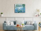 Wieco Art Framed Wall Art Water Lilies by Claude Monet Canvas Print Paintings Reproduction Modern Canvas Wall Art for Home and Office Decoration Abstract Artwork Silver Frame