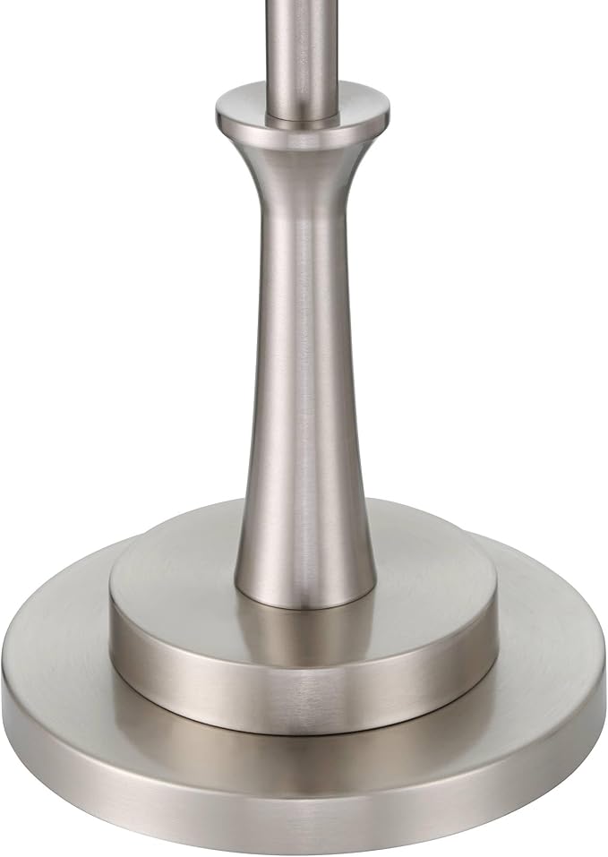 Possini Euro Design Burbank Modern 64" Tall Standing Floor Lamp Downbridge Pole Task Silver Metal Brushed Nickel Finish Living Room Bedroom House Reading Office Home Decor Entryway White Drum Shade