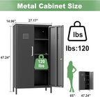 Narrow Storage Cabinet 51.18" H Bathroom Cabinet Metal Pantry Cabinets, 3 Adjustable Shelves for Kitchen, Home Office, Living Room, Dinning Room (30 inches Wide Black)