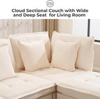 103" Modular Sectional Sofa, L-Shaped Corduroy Comfy Sectional Couches for Living Room, 3-Seater Cloud Couches with 1 Ottoman, Modern Deep Seat Sofa with Large Storage, Beige