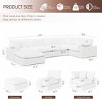221.6" Oversized Cloud Modular Sectional Sofa,6 Seat Down Filled Sofa,Comfy Deep Seat Couch with Reversible Chaise & Cushions,Couch Cover Washable and Replaceable,White
