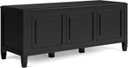 SIMPLIHOME Connaught Entryway Storage Bench - 51 inch Wide Solid Wood Storage Trunk Seat in Black, Traditional Bench for Entryway or Living Room with Lift-Up Lid and Decorative Moulding
