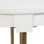 Kate and Laurel Valdi Modern Round Side Table; 19 x 26; White and Antique Gold; Glam Circle End Table with Geometric Metal Base and Raised Edge Tabletop