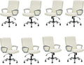 CLATINA Office Computer Desk Chair Executive Mid Back Ergonomic Managerial Chair with Lumbar Support Comfortable Adjustable PU Leather Home Office Chair Swivel, White 8PK
