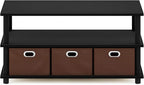 FURINNO Turn-N-Tube Coffee Table, 31.22D x 15.5W x 15.8H in, Black Oak/Black/Brown