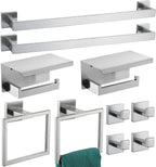 Bathroom Hardware Set Bathroom Accessories Set SUS304 Towel Bar Set Includes Towel Bar Inch+Towel Holder+Toilet Paper Holder+Towel Hook (10, Brushed Nickel-Paper Holer with Cover+Towel Ring)