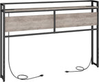 HOOBRO Queen Size Headboard, Headboard with 2 Outlets and 4 USB Ports, Adjustable Height, Storage Rack, Sturdy and Stable, Easy Assembly, Greige and Black
