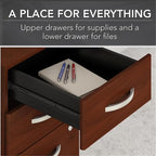 Pemberly Row Engineered Wood 72W Desk with Mobile File Cabinet in Hansen Cherry