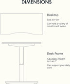 FLEXISPOT EN1 Bamboo Standing Desk, 60 x 30 Inches Whole-Piece Electric Adjustable Height Sit Stand Desk for Home Office (White Frame + Bamboo Curved Desktop, 2 Packages)