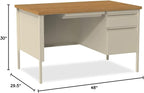 Lorell Single Right Pedestal Desk, 48 by 30 by 29-1/2-Inch, Putty Oak