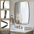 ANDY STAR Brushed Bronze Mirror, 28x36 Inch Stainless Steel Metal Frame Oblong Bathroom Mirror for Vanity, 1’’ Deep Wall Mounted Vertically/Horizontal