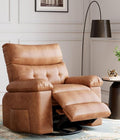 GarveeHome Oversized 27" Recliner Chairs, Classic Manual Leather Recliner, Home Theater Seating with Lumbar & Arms Support for Living Room, Bedroom and Nursery - Coffee