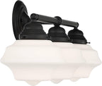 Possini Euro Design Astrid Modern Wall Light Black Metal Hardwired 27 1/4" 3-Light Fixture Opal White Glass Shade for Bedroom Bedside Bathroom Vanity Living Room Hallway Dining House Home Kitchen
