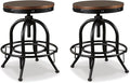 Signature Design by Ashley Valebeck Industrial Adjustable Height Swivel Barstool, 2 Count, Brown