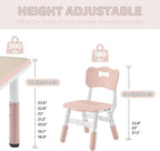 Kids Table and 2 Chairs Set, Height-Adjustable Toddler Table and Chair Set with Graffiti Desktop, 23.6''L x 23.6''W Children Activity Table for Daycare, Classroom, Home