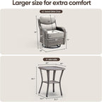 Swivel Patio Chairs Set of 3 with 6" Thick Cushion - Wicker Outdoor Swivel Rocker Patio Chairs with Side Table, High Back Comfortable Outdoor Glider Chair - Grey Wicker | Beige Cushions