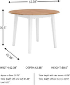 Signature Design by Ashley Gesthaven Farmhouse Dining Drop Leaf Table with 4 Legs, Light Brown & White