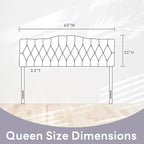 Upholstered Queen Headboard, Button Diamond Tufted Headboard with Adjustable Height and Solid Wood Leg, Velvet Padded Headboards for Queen Size Bed, Modern Head Board, Dark Grey