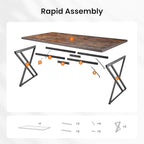 70.9Inch Office Desk, Executive Office Desk，Modern Industrial Style, Z-Shaped Table Legs, Country Black Wood Grain Top, for Home Office, Study, Conference (Iron Wood)
