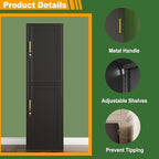 Metal Locker Tall Narrow Storage Cabinet, 67" H Locking Tool File Cabinets Snack Locker Organizer for School Classroom,Bedroom,Gym Home Office,Entryway and Hallway (20" W 2Door Black)