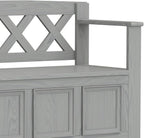 SIMPLIHOME Amherst Entryway Storage Bench - 48 inch Wide Solid Wood Hallway Seat in Fog Grey, Transitional Bench for Entryway or Living Room with Lift-Up Lid and Spacious Storage