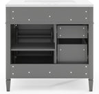 36" Bathroom Vanity with Matching Medicine Cabinet, Modern Sink Storage Cabinet with Drawers, Soft Closing Doors and Shelf, Bathroom Vanities with Sink & Mirror