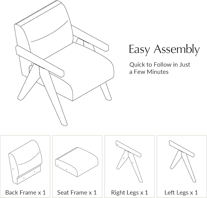 HULALA HOME Modern Accent Chair, Upholstered Arm Chair with Solid Wood Frame, Comfortable Padded Seat and Back, for Living Room, Bedroom Set of 2, Rust