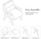 HULALA HOME Modern Accent Chair, Upholstered Arm Chair with Solid Wood Frame, Comfortable Padded Seat and Back, for Living Room, Bedroom Set of 2, Ivory