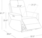 CHITA Leather Power Recliner Chair for Adults, Electric Wall Hugger Recliner for Small Spaces, Modern Living Room and RV Recliner Chair with Power Headrest & Charging Ports, Creamy Grey
