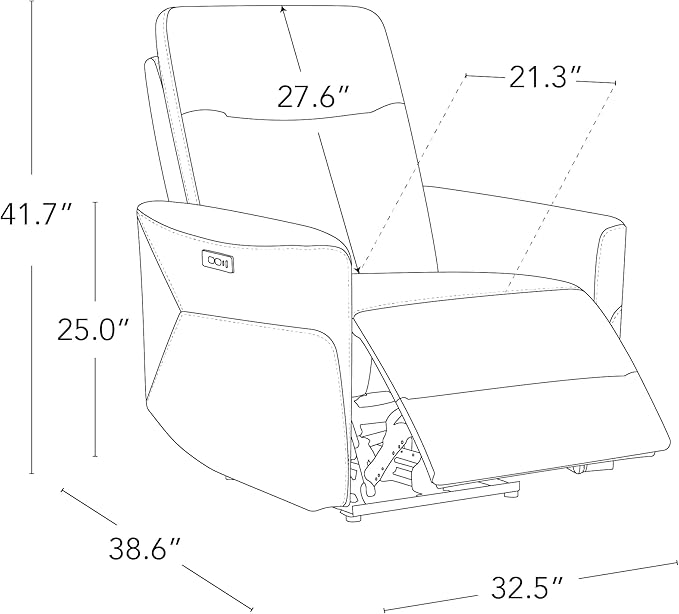 CHITA Genuine Leather Power Recliner Chair for Adults, Electric Wall Hugger Recliner for Small Spaces, Modern Living Room and RV Recliner Chair with Power Headrest & Charging Ports, Dark Blue