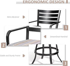 Pellebant 29.5" Outdoor Barstools Set of 2, Aluminum Swivel Patio Bar Height Stools with Back & Footrest, Rust-Proof Tall Bar Stool Chairs for Deck Lawn Garden,Milano Char