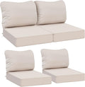AAAAAcessories Outdoor Deep Seat Cushions, Waterproof, Fade-Resistant Patio Furniture Replacement Cushions, 23.5" x 25.5" x 5" + 23.5" x 19", Set of 4, Khaki Beige