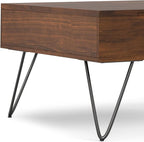 SIMPLIHOME Hunter Lift Top Coffee Table - 32 inch Wide Solid Walnut Veneer and Metal Industrial Square Cocktail Table, Living Room Table with Dual Lift Tops, Hidden Storage and Hairpin Legs