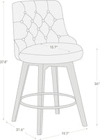 Watson & Whitely Modern Swivel Bar Stools, Faux Leather Upholstered Counter Height Bar Stools with Back, Solid Wood Legs, 26" H Seat, Set of 2, Chocolate