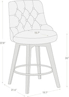 Watson & Whitely Counter Height Bar Stools, Faux Leather Upholstered Modern Swivel Barstool with Back, Solid Wood Legs, 26" H Seat, Cognac