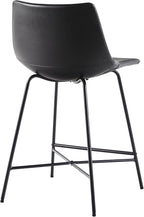 Walker Edison Xuma Modern Faux Leather Armless Low Back Counter Stool, Set of 2, Black