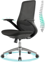 Ergonomic Office Chair, High-Back Mesh Executive Chair with Lumbar Support & 360° Adjustable Arms, Reclining Desk Chair with Tilt Lock for Home Office, Gaming, and Work, 300lb Capacity (Black)