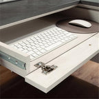BOWERY HILL Engineered Wood L-Shaped Desk in Glacier Oak/Rosso Slate Accents