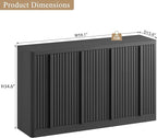 Buffet Cabinet with Storage, 60" Sideboard Buffet Cabinet with 4 Door, Modern Credenza Storage Cabinets with Adjustable Shelves, Solid Wood Handles for Kitchen, Dining, Living Room, Black