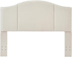 24KF Middle Century Upholstered Foldable Headboard, Modern Boucle Teddy Fabric Queen/Full Headboard 6033-Q-Cream
