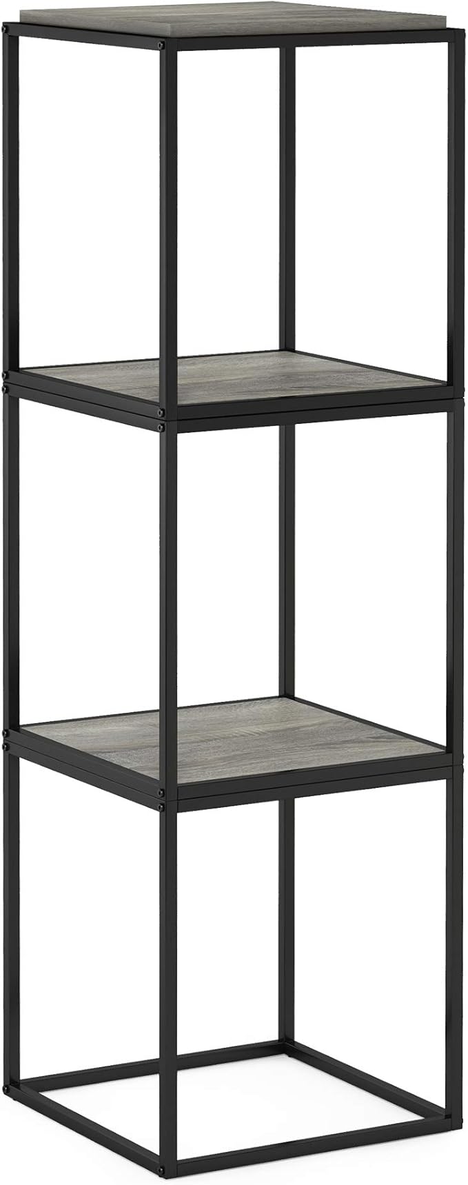 Furinno Moretti Cube Modern Stackable End Table Shelf, French Oak Grey