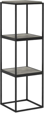 Furinno Moretti Cube Modern Stackable End Table Shelf, French Oak Grey