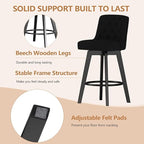 MINCETA Bar Stool, 30 Inch Upholstered Barstool with Low Tufted Back and Footrest, Swivel Counter Height Barstool for Kitchen Island Home Bar Performance Fabric Black