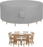 Easy-Going Round Patio Furniture Cover Waterproof Outdoor Dining Table and Chair Cover Anti-UV Outside Sectional Sofa Set Covers (72"DIA x 28"H, Grey)