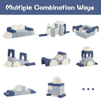 Asweets Kids Play Couch with Tunnel and Balls, Play Couch for Toddlers, Kids Foam Convertible Play Building Fort for Christmas and New Year, Blue