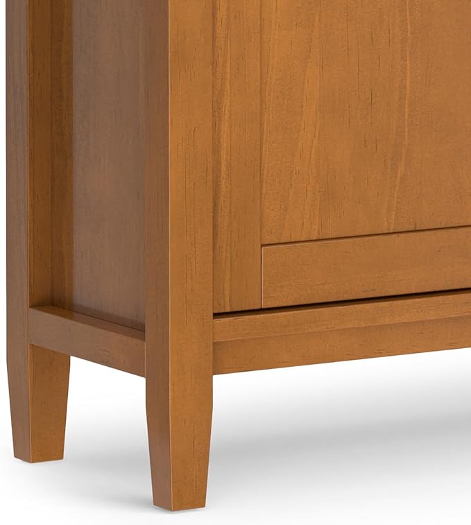 SIMPLIHOME Warm Shaker Solid Wood 36 inch Wide Transitional Entryway Storage Cabinet in Light Golden Brown for The Living Room, Entryway and Family Room