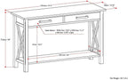 SIMPLIHOME Kitchener Console Table - 47 Inch Wide Solid Wood Sofa Table in White, Contemporary Storage Table for Entryway or Living Room with 2 Drawers, Bottom Shelf, and X-Design Side Panels
