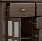 SIMPLIHOME Artisan Buffet - 54 inch Wide Solid Wood 3-Door Sideboard Buffet in Natural Aged Brown, Transitional Storage Cabinet for Dining Room or Kitchen with Adjustable Shelves and Bronze Hardware